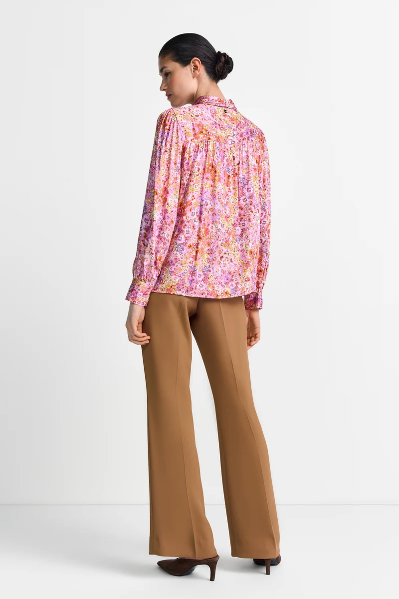 Printed Blouse with Bow, soft orchid