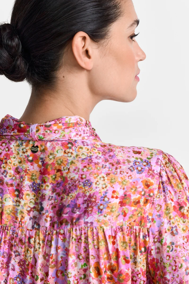 Printed Blouse with Bow, soft orchid