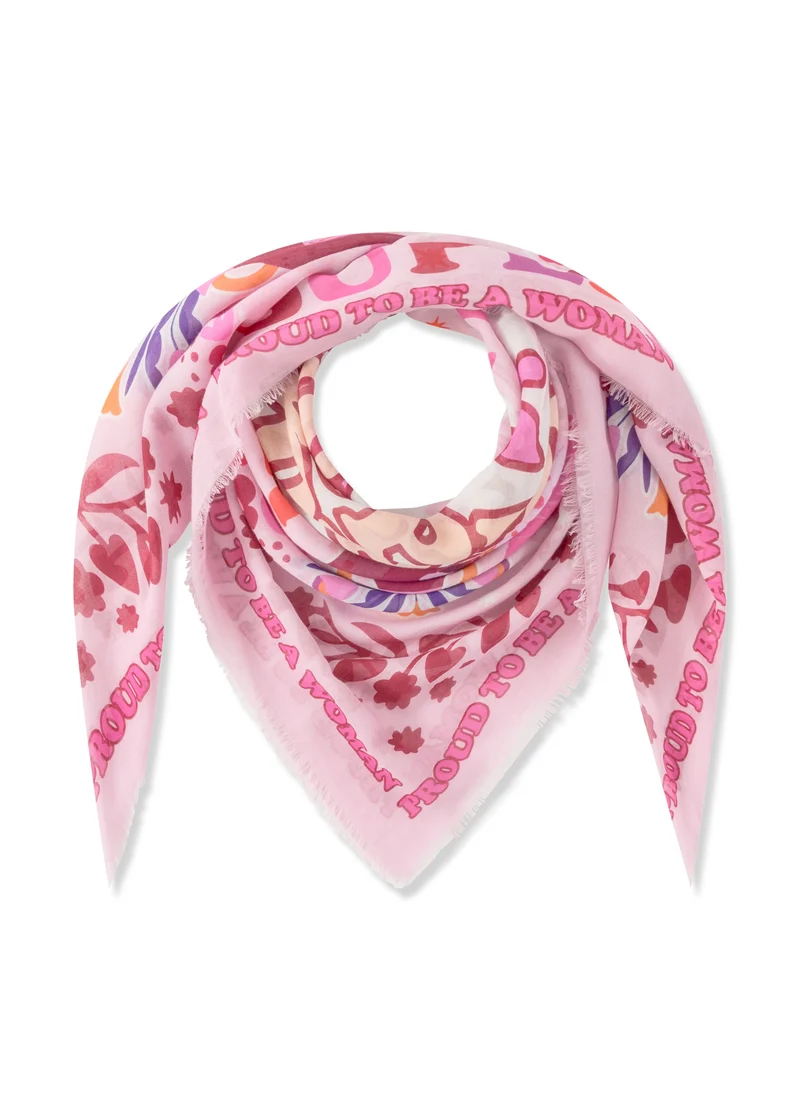 PRINTED SQUARE COTTON SUPERWOMAN pink-120X120CM, pink