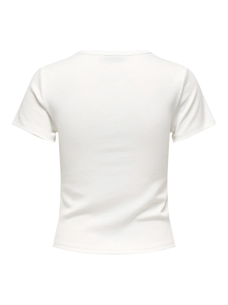 ONLELVA JUNE EMB S/S TEE JRS NOOS, Cloud Dancer/RED HEART