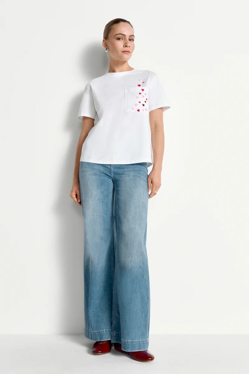 T-Shirt with Hearts, white