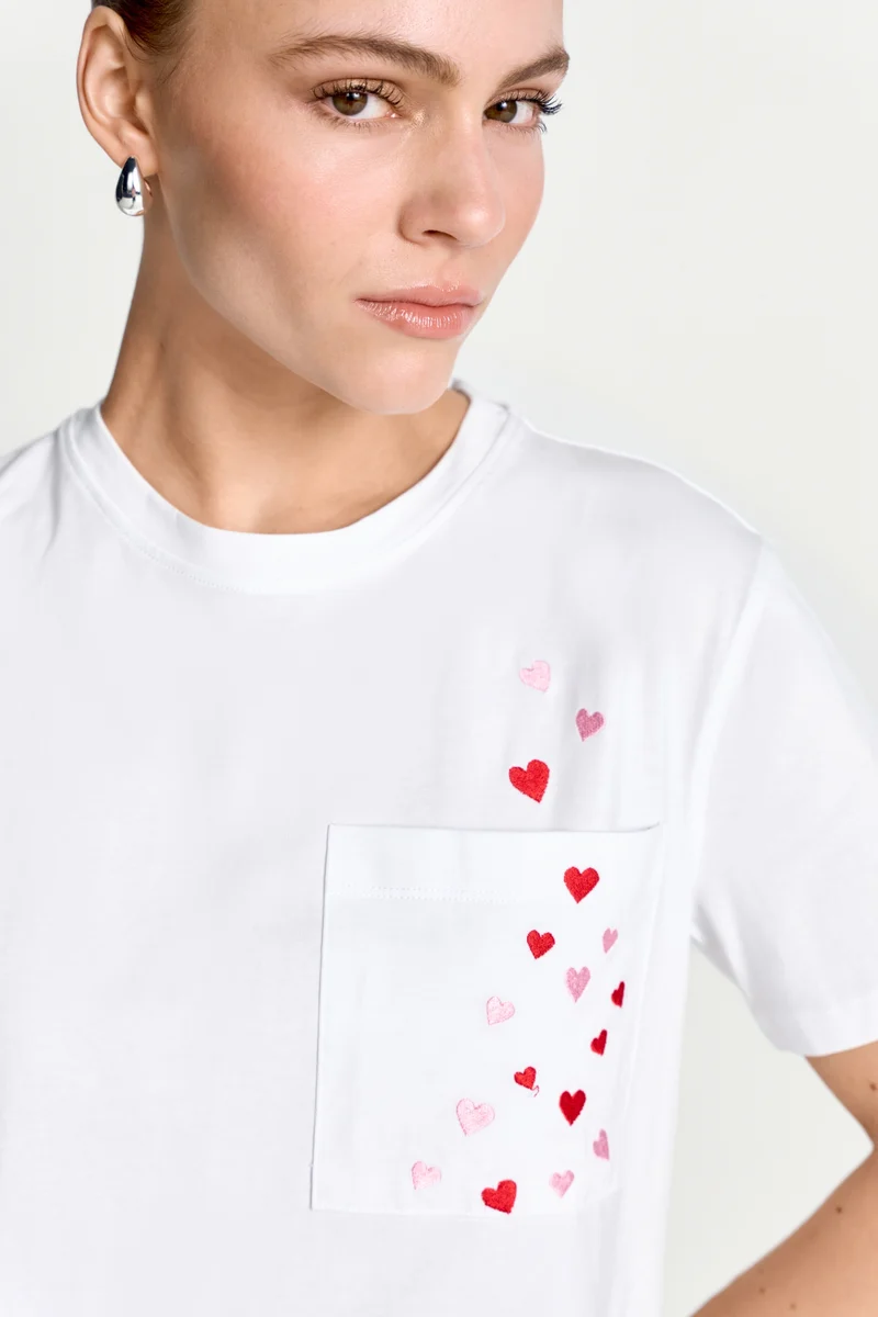 T-Shirt with Hearts, white