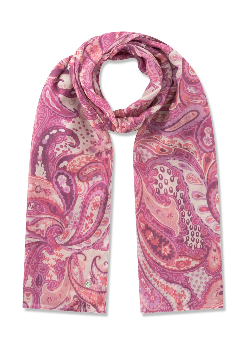 PRINTED SCARF RECYCLED POLYESTER PAISLEY pink-55X180CM, pink