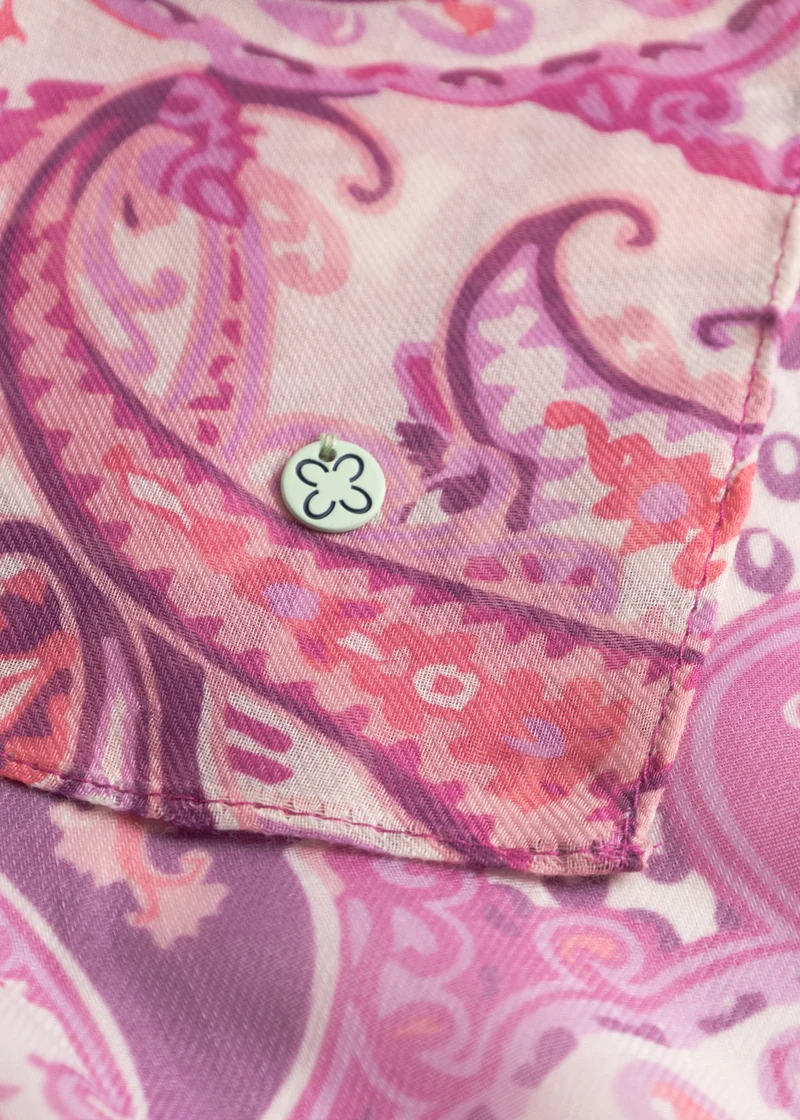 PRINTED SCARF RECYCLED POLYESTER PAISLEY pink-55X180CM, pink