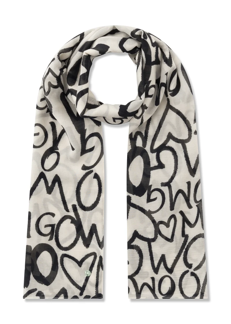 PRINTED SCARF MODAL/COTTON OMG QUOTE weiß-70X180CM, weiß
