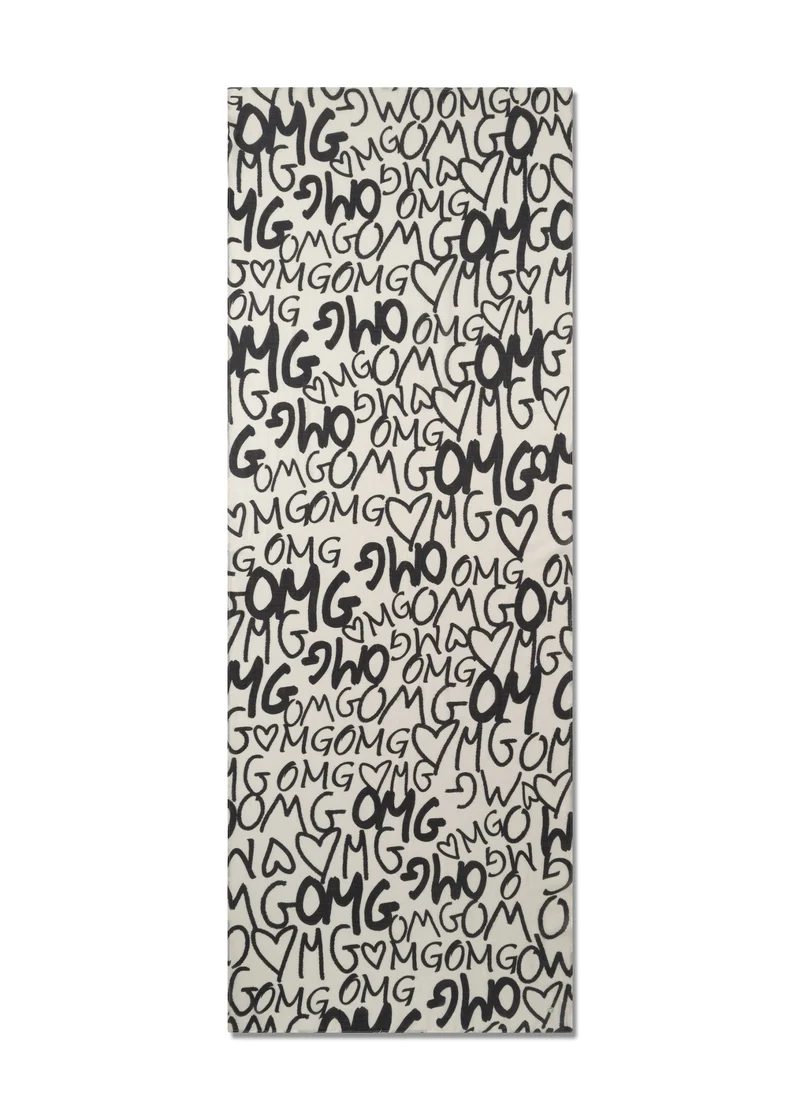 PRINTED SCARF MODAL/COTTON OMG QUOTE weiß-70X180CM, weiß