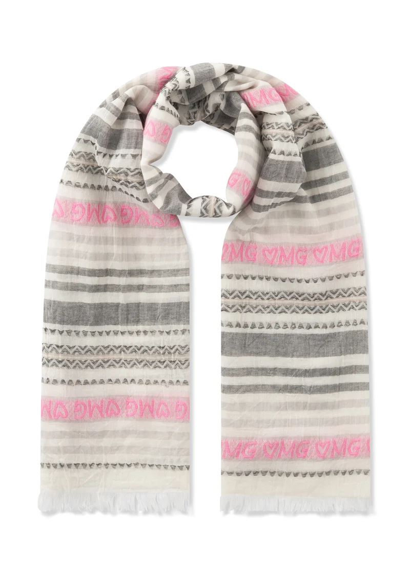 WOVEN SCARF COTTON MIX STRIPES OMG grau-70X180CM, grau