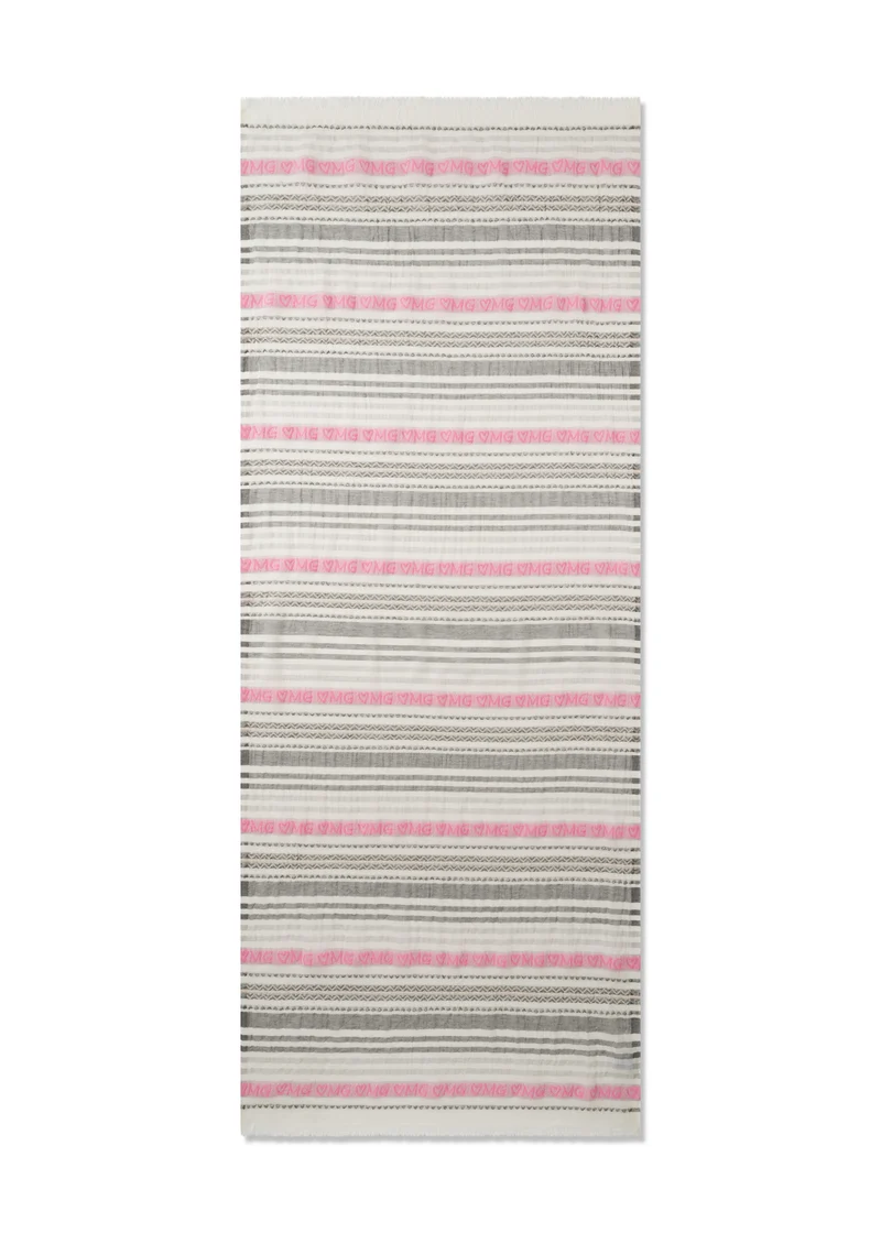 WOVEN SCARF COTTON MIX STRIPES OMG grau-70X180CM, grau