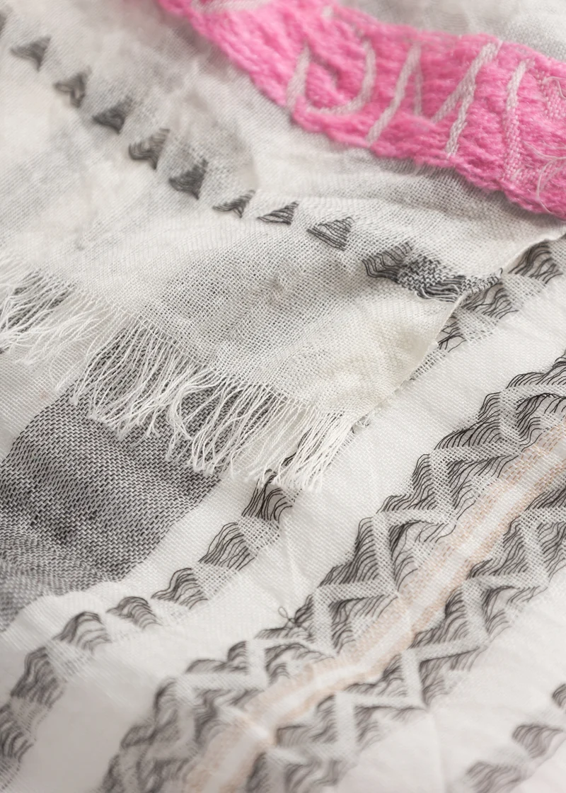 WOVEN SCARF COTTON MIX STRIPES OMG grau-70X180CM, grau