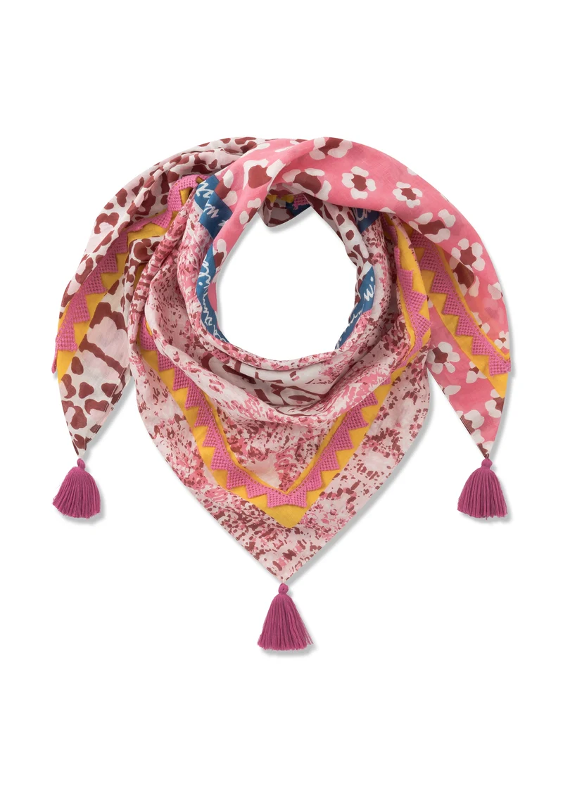 SQUARE ORGANIC COTTON ANIMAL PRINT MIX pink-100X100CM, pink