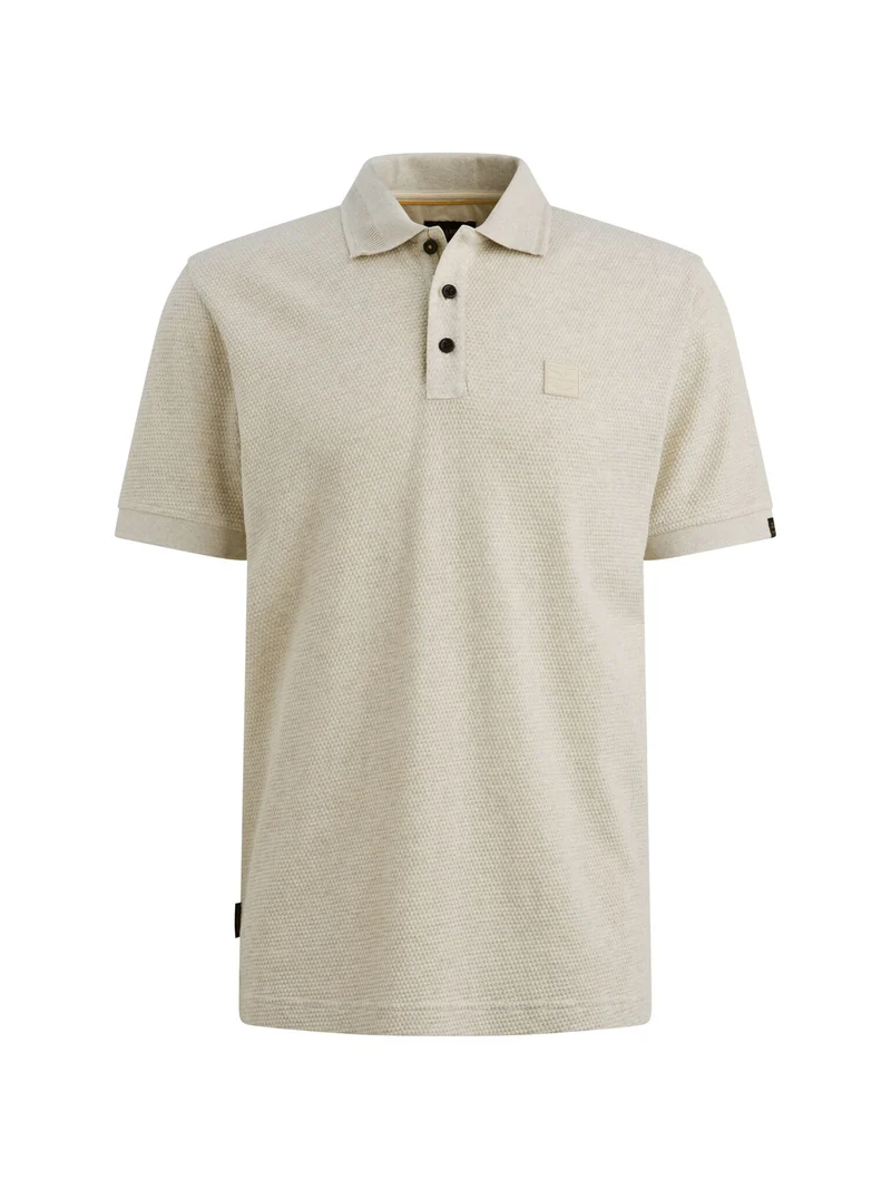 Short sleeve polo popcorn jersey, Bone White