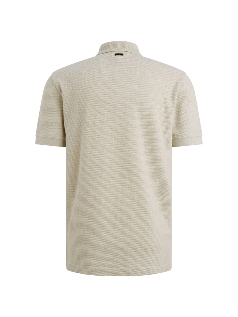 Short sleeve polo popcorn jersey, Bone White