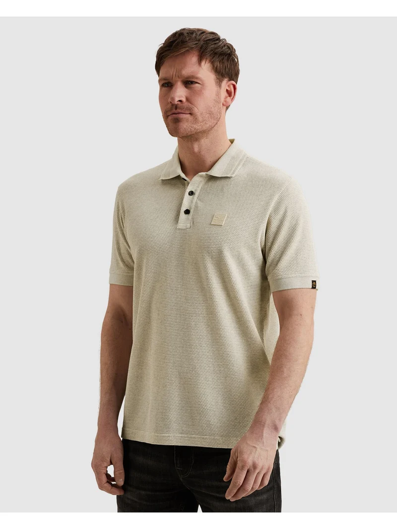 Short sleeve polo popcorn jersey, Bone White