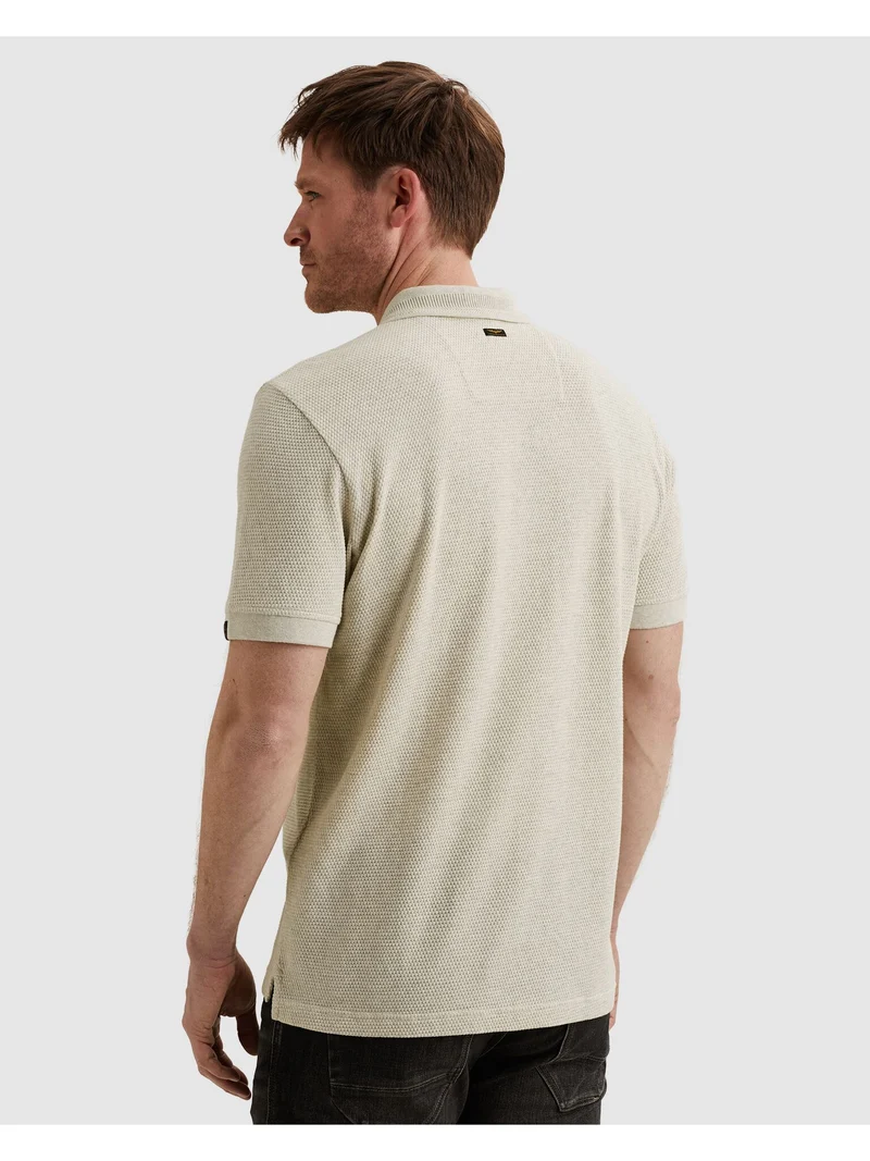 Short sleeve polo popcorn jersey, Bone White