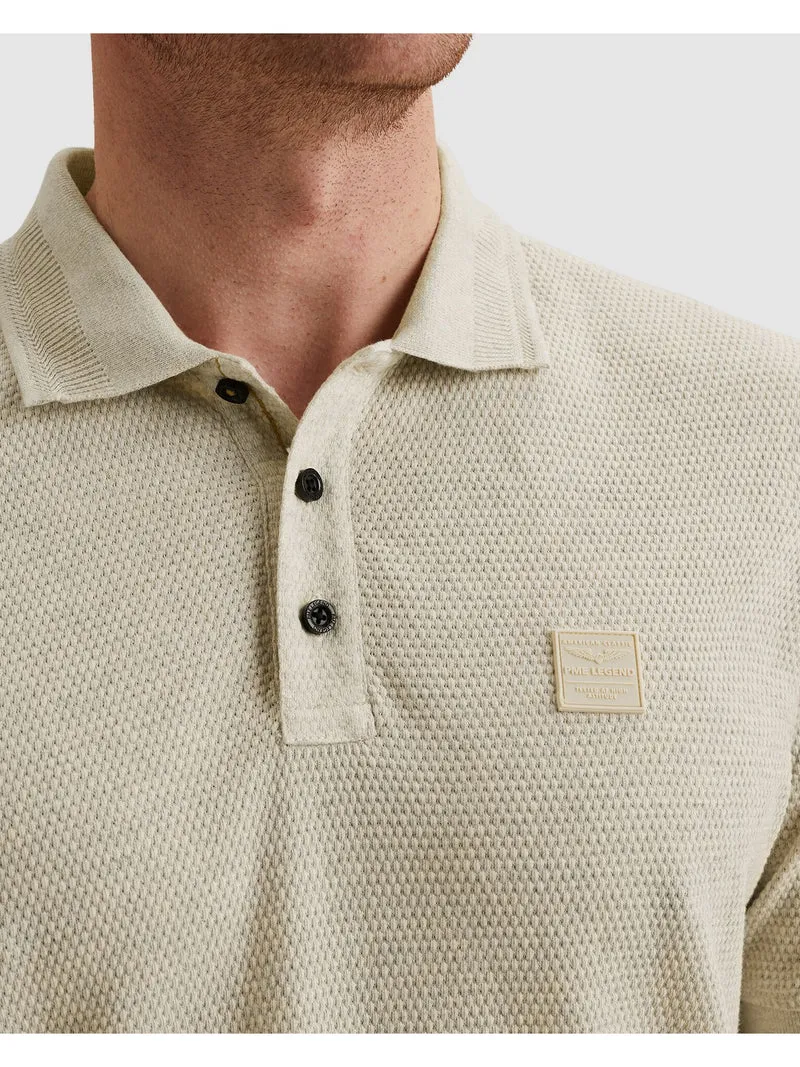 Short sleeve polo popcorn jersey, Bone White