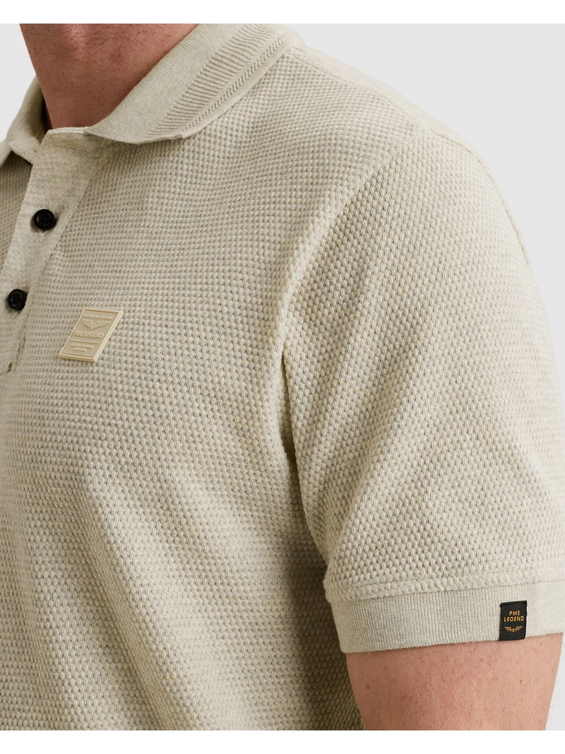 Short sleeve polo popcorn jersey, Bone White