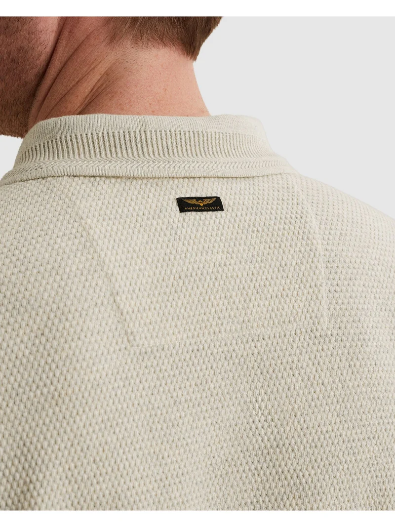 Short sleeve polo popcorn jersey, Bone White