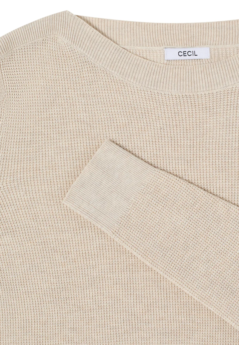 NOS_Structured Boat Neck, egg beige melange