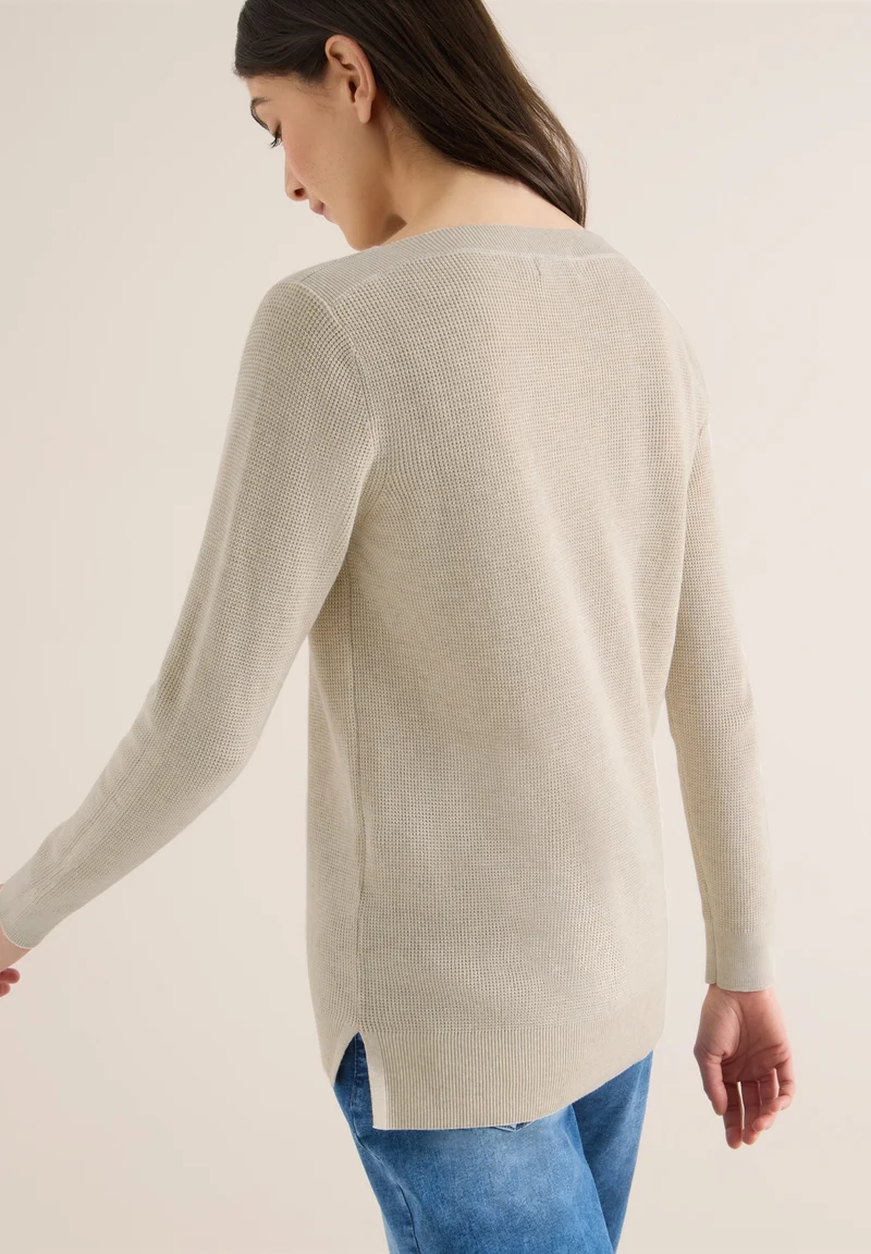 NOS_Structured Boat Neck, egg beige melange