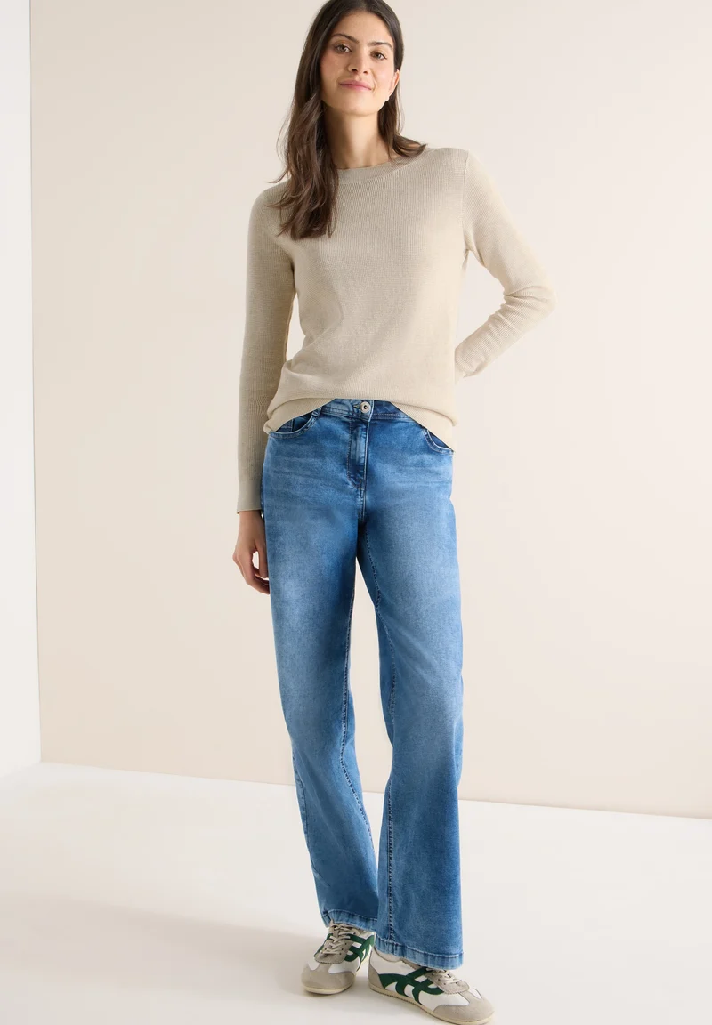 NOS_Structured Boat Neck, egg beige melange