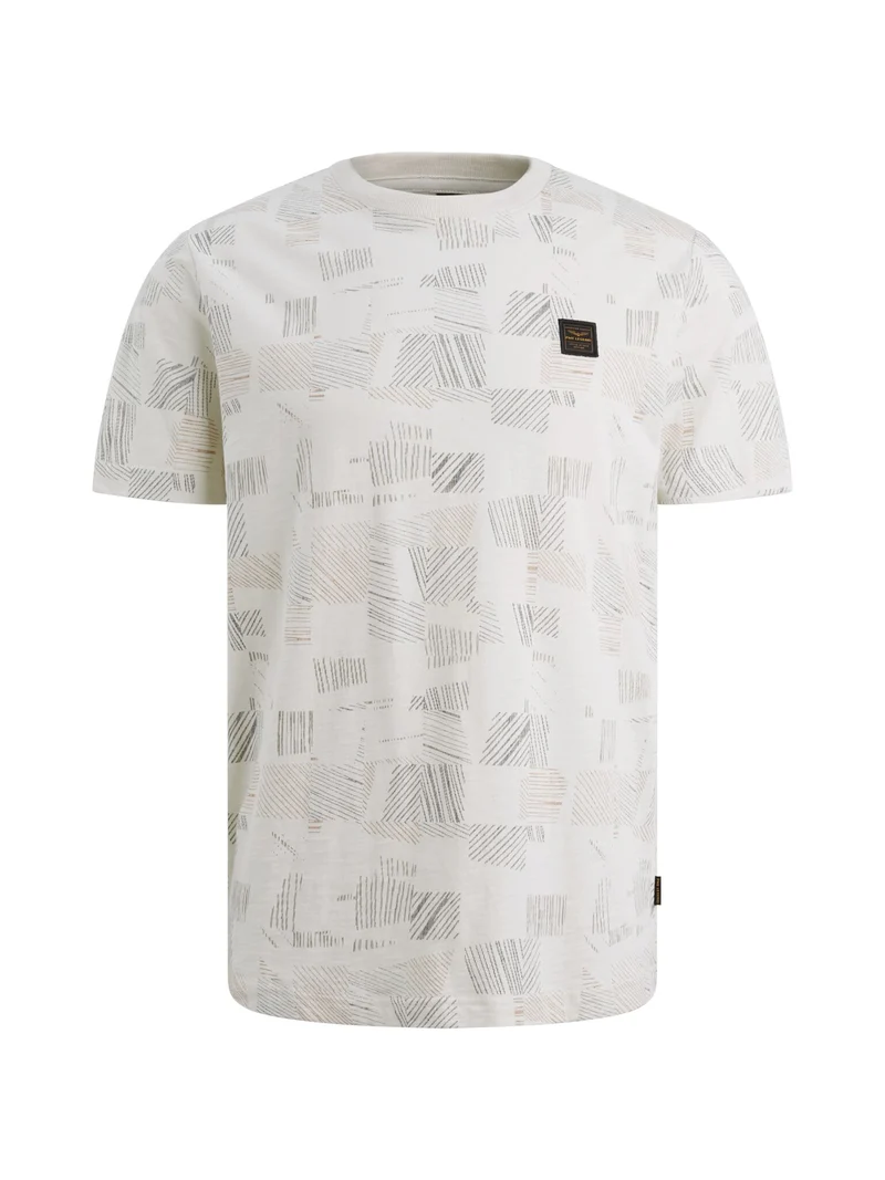 Short sleeve r-neck aop cotton slu, Bone White