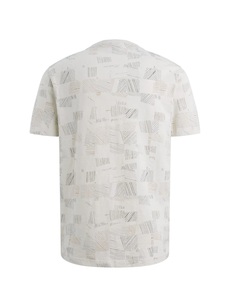 Short sleeve r-neck aop cotton slu, Bone White