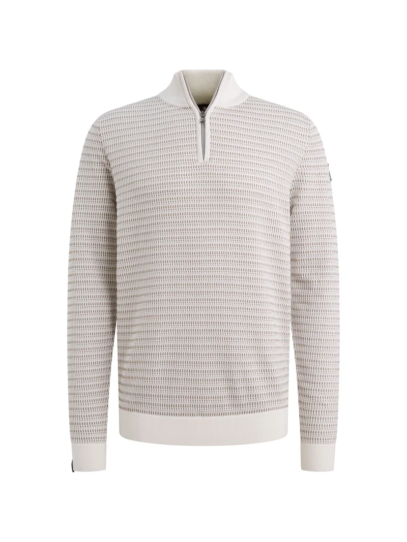 Half zip collar cotton modal, Cloud Dancer