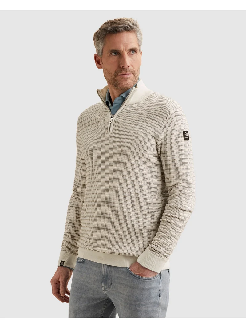 Half zip collar cotton modal, Cloud Dancer