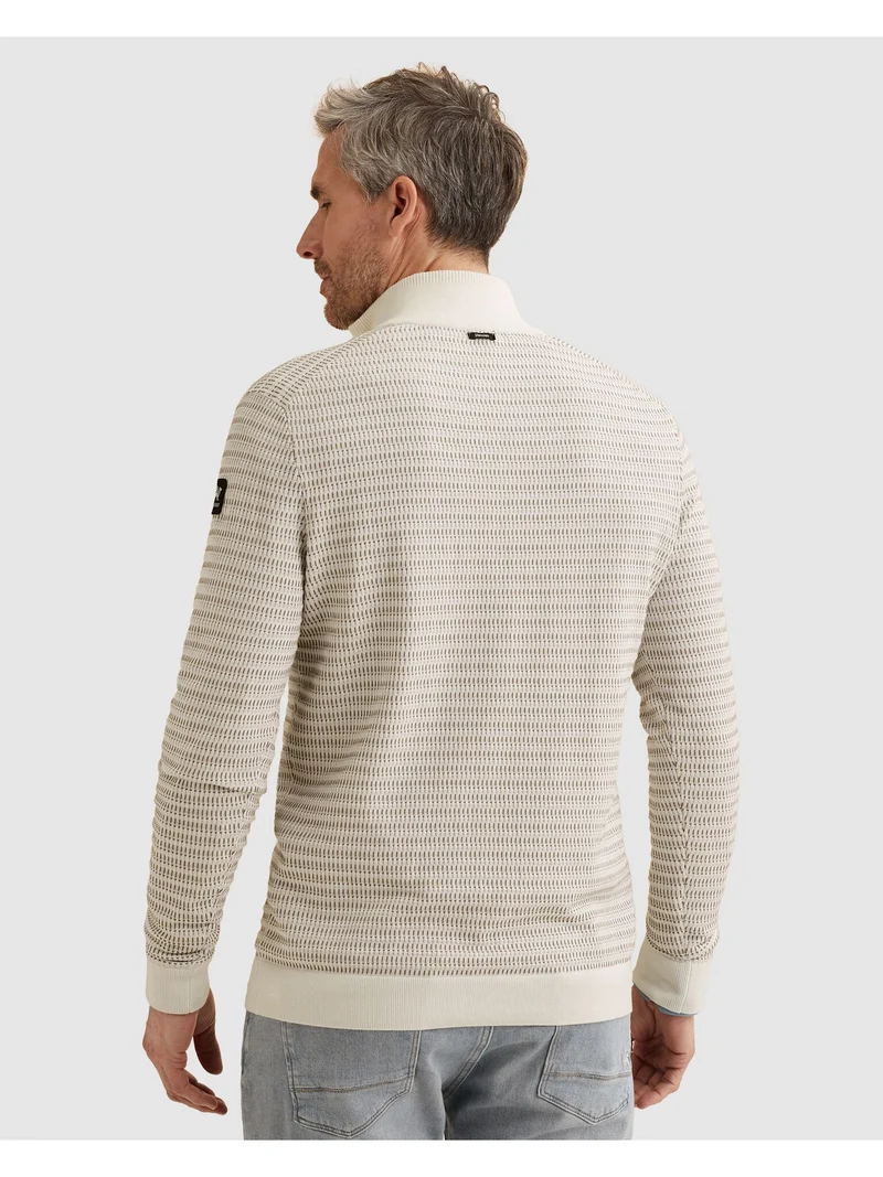 Half zip collar cotton modal, Cloud Dancer