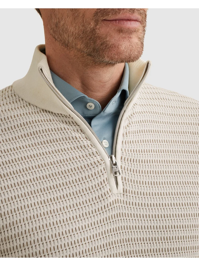 Half zip collar cotton modal, Cloud Dancer