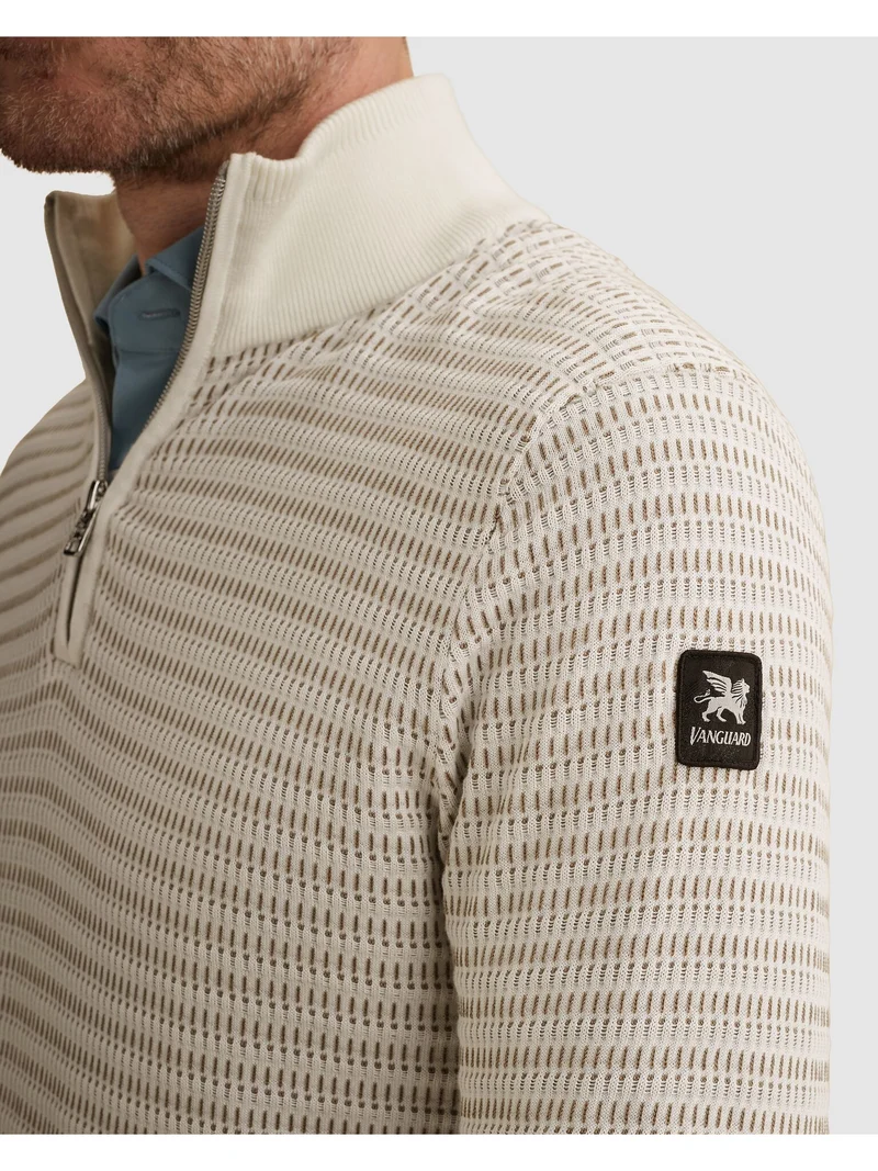 Half zip collar cotton modal, Cloud Dancer