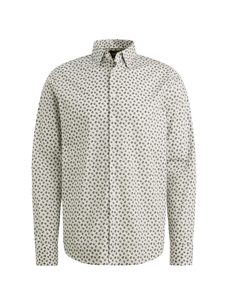 LONG SLEEVE SHIRT Print on Poplin, Cloud Dancer