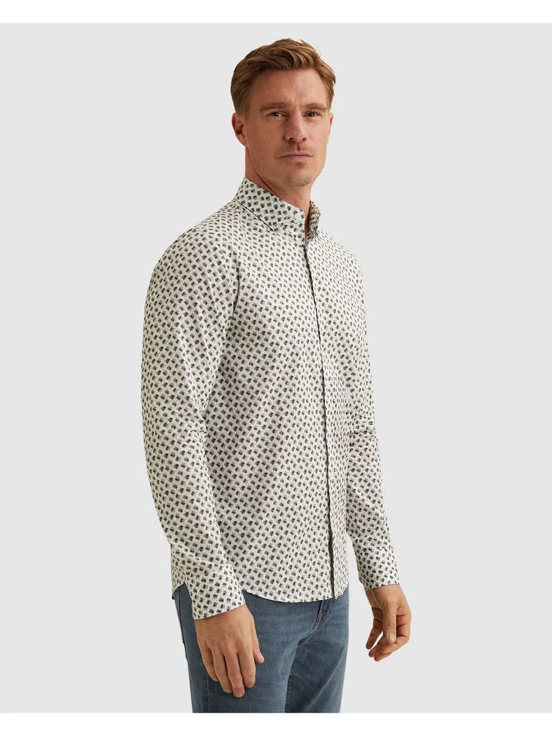 LONG SLEEVE SHIRT Print on Poplin, Cloud Dancer