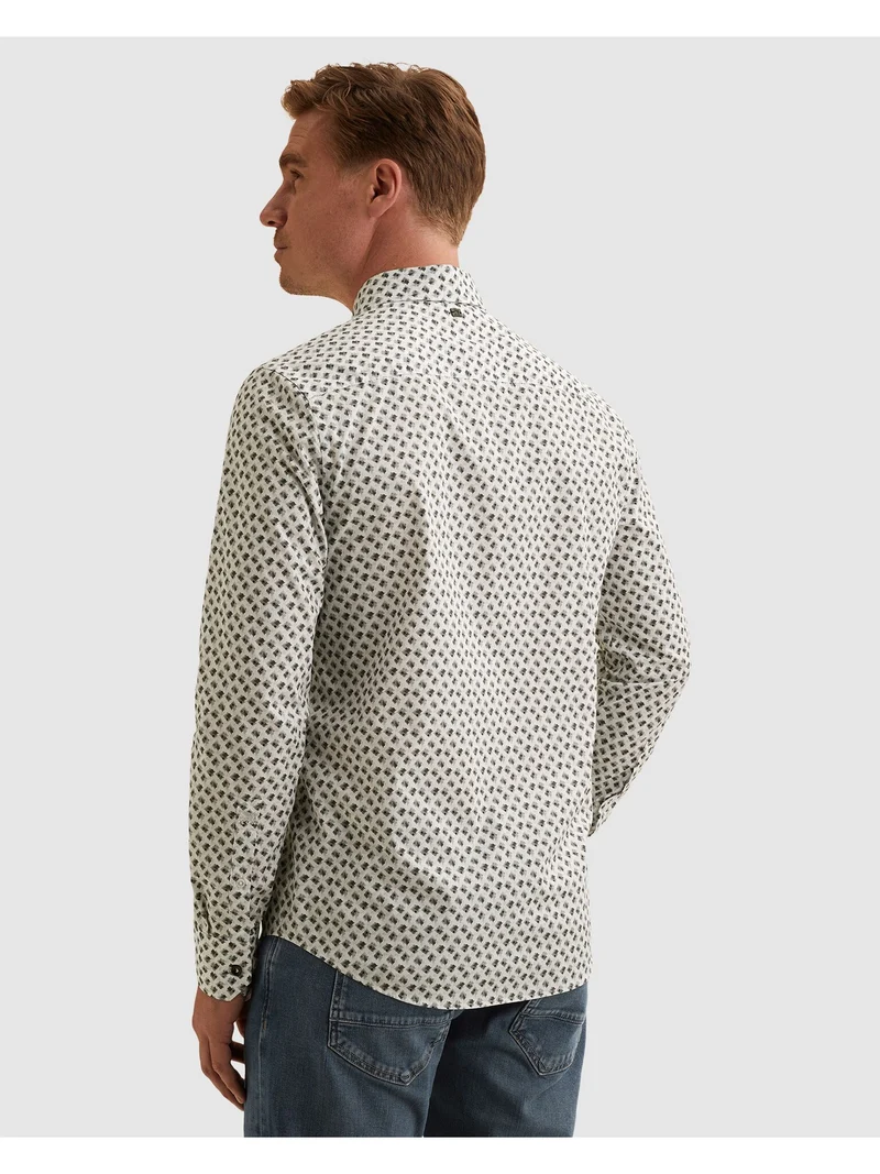 LONG SLEEVE SHIRT Print on Poplin, Cloud Dancer