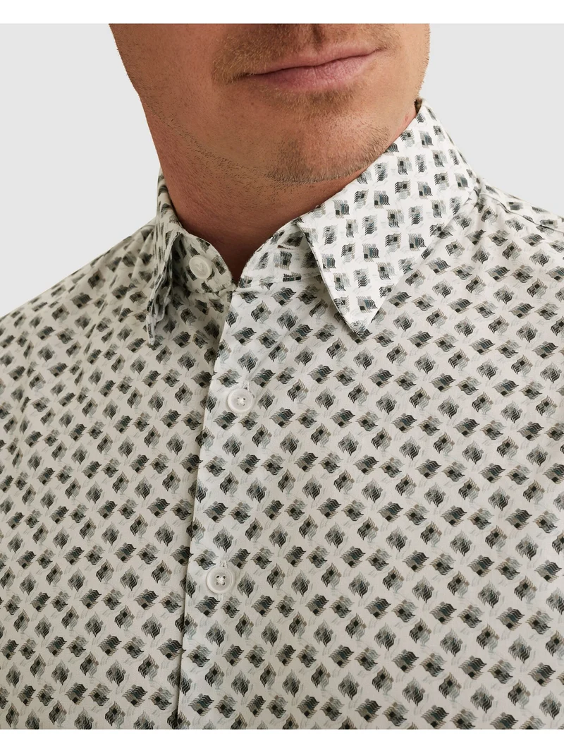LONG SLEEVE SHIRT Print on Poplin, Cloud Dancer