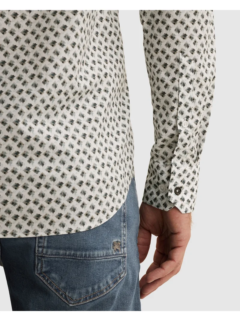 LONG SLEEVE SHIRT Print on Poplin, Cloud Dancer