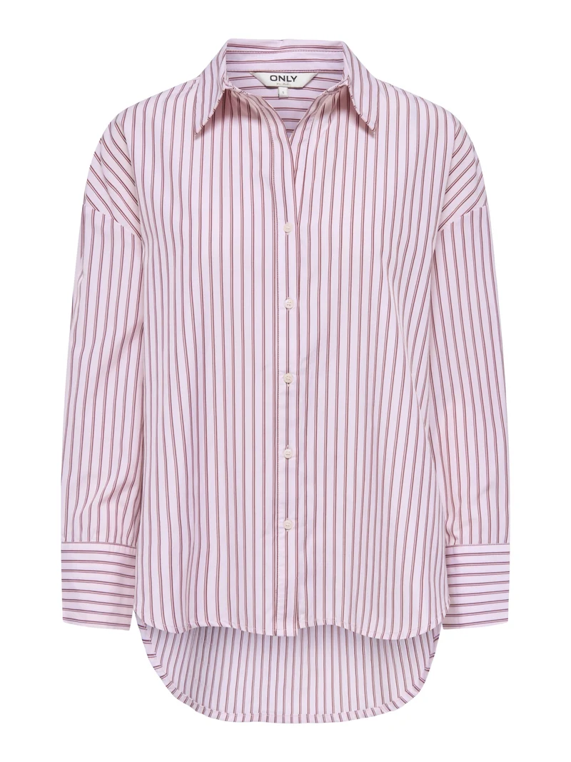 ONLOREGON ALVA LS REG SHIRT NOOS WV, Fuchsia Pink/BORDEAUX+WHITE
