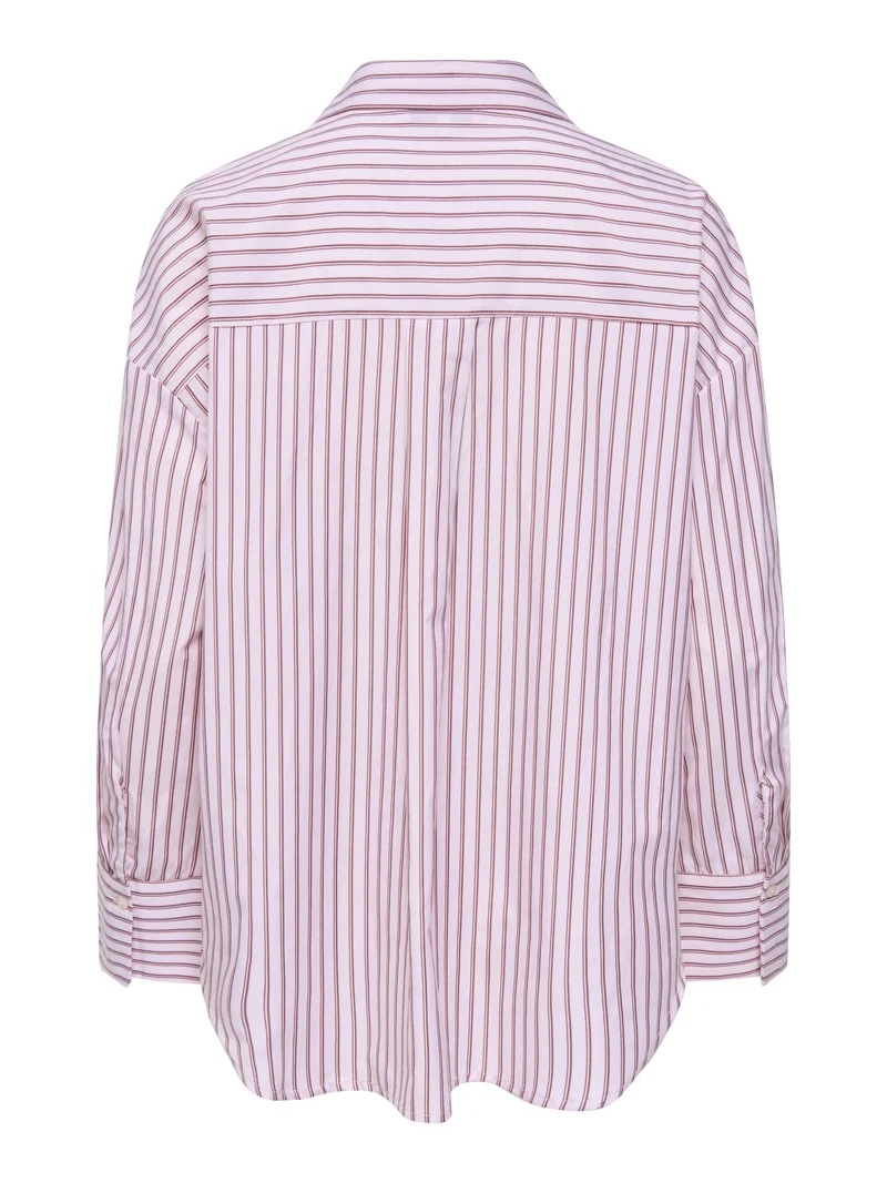 ONLOREGON ALVA LS REG SHIRT NOOS WV, Fuchsia Pink/BORDEAUX+WHITE