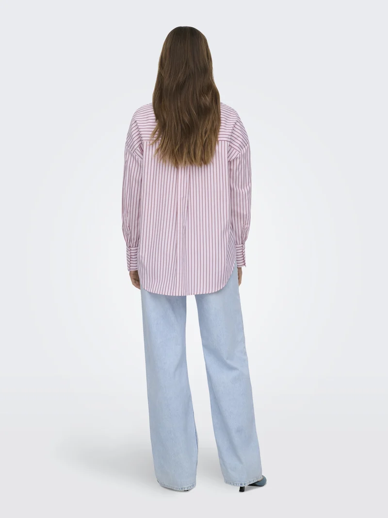 ONLOREGON ALVA LS REG SHIRT NOOS WV, Fuchsia Pink/BORDEAUX+WHITE