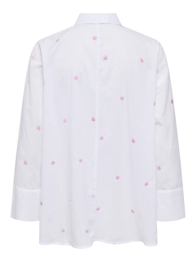 ONLNEW LINA GRACE LS EMB SHIRT NOOS, Bright White/PASTEL LAVENDER HEART