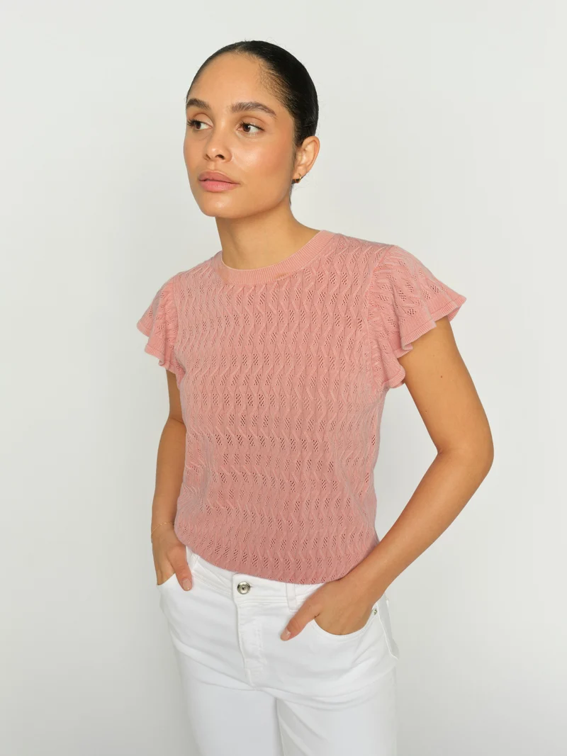 MMGanna Pattern O-Neck Knit Top
