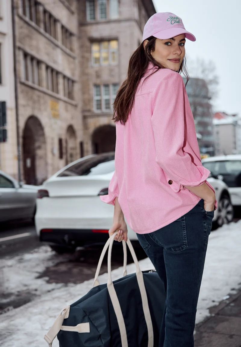 LTD QR Corduroy shirtcollar bl, tulip pink