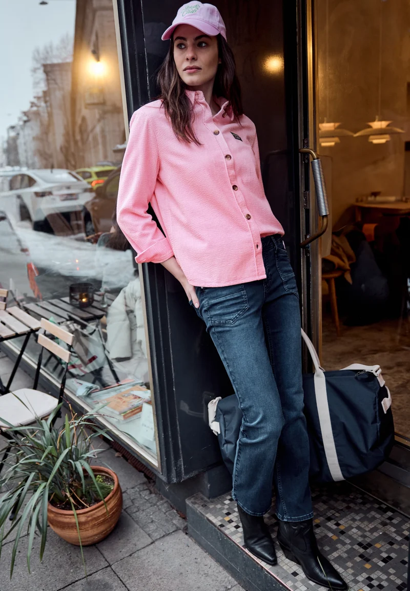 LTD QR Corduroy shirtcollar bl, tulip pink