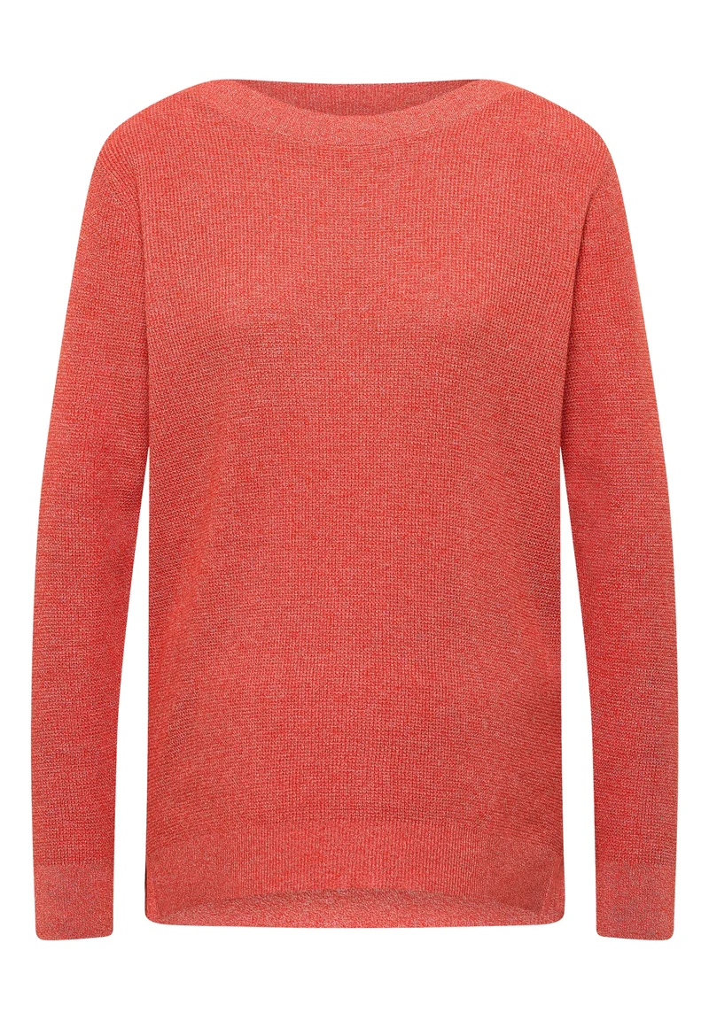 NOS_Structured Boat Neck, cherry tomato orange melange