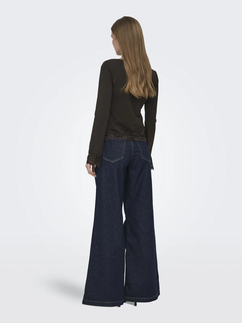 ONLLIVE LOVE L/S O-NECK LACE TOP CS, Chocolate Torte/Dtm lace