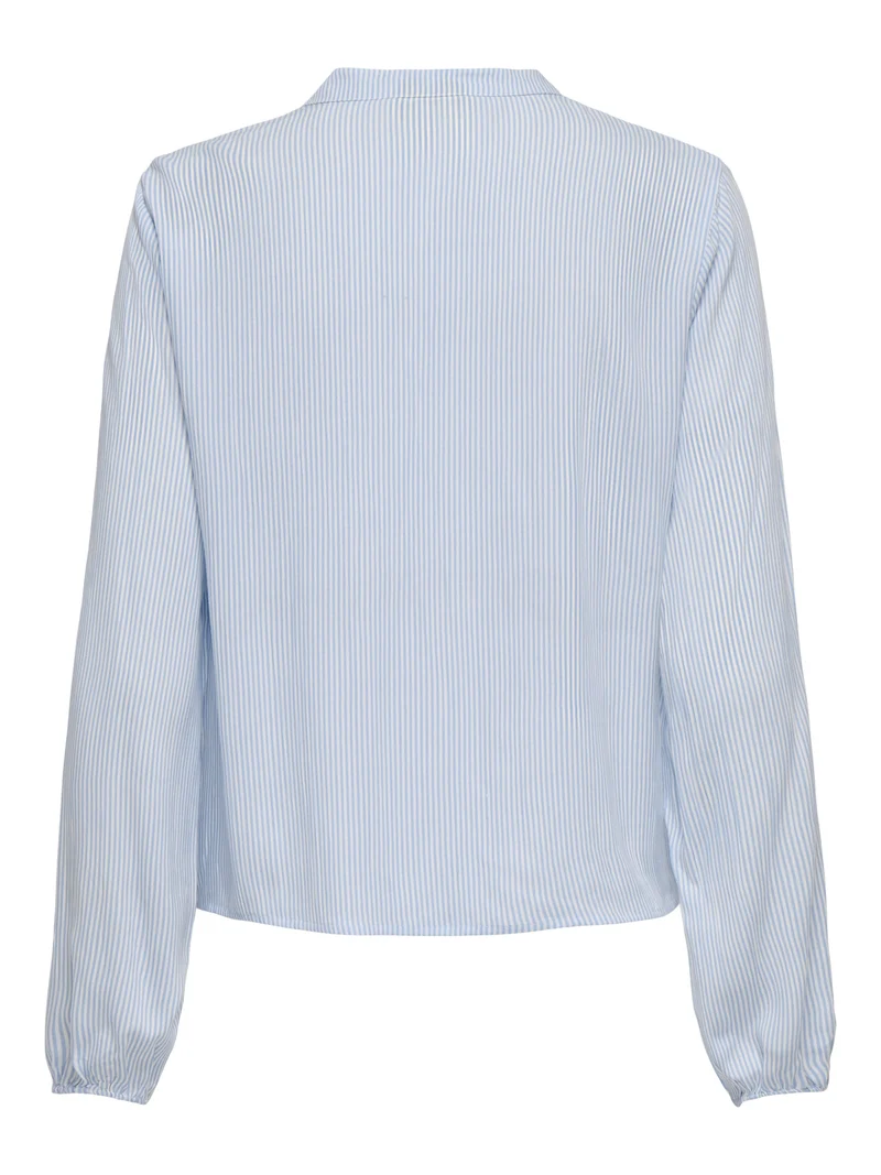 ONLLENNYO LS EMBROID V-NECK TOP NOO, Kentucky Blue/BRIGHT WHITE
