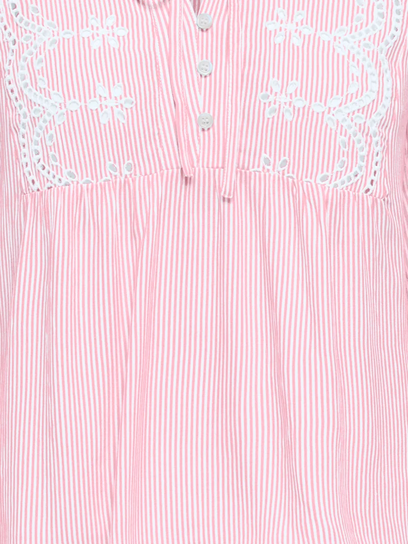 ONLLENNYO LS EMBROID V-NECK TOP NOO, Romance Rose/BRIGHT WHITE