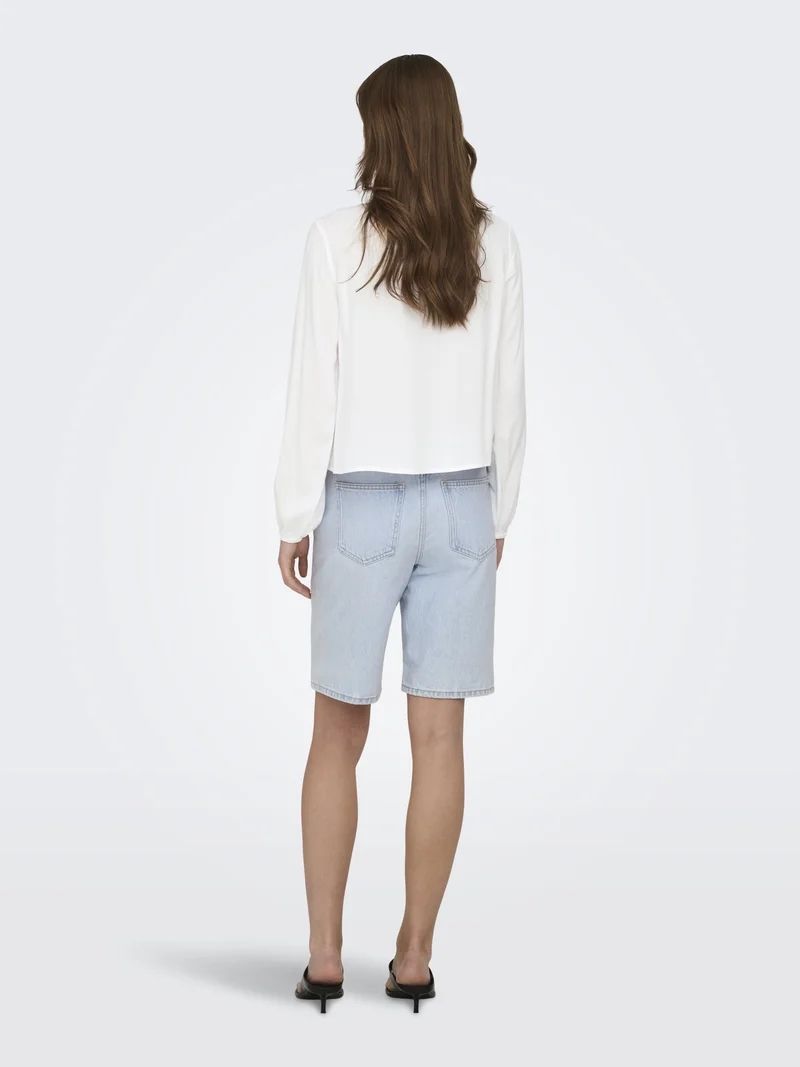 ONLLENNYO LS EMBROID V-NECK TOP NOO, Bright White