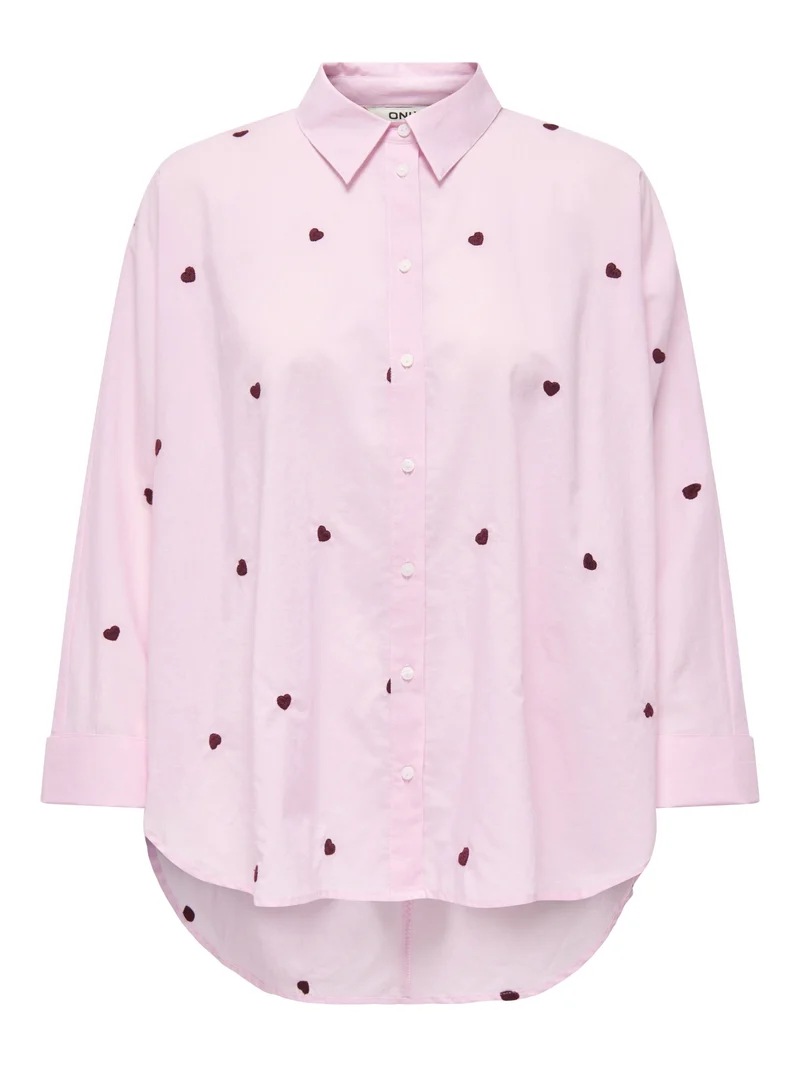 ONLNEW LINA GRACE LS EMB SHIRT NOOS, Roseate Spoonbill/BORDEAUX HEART