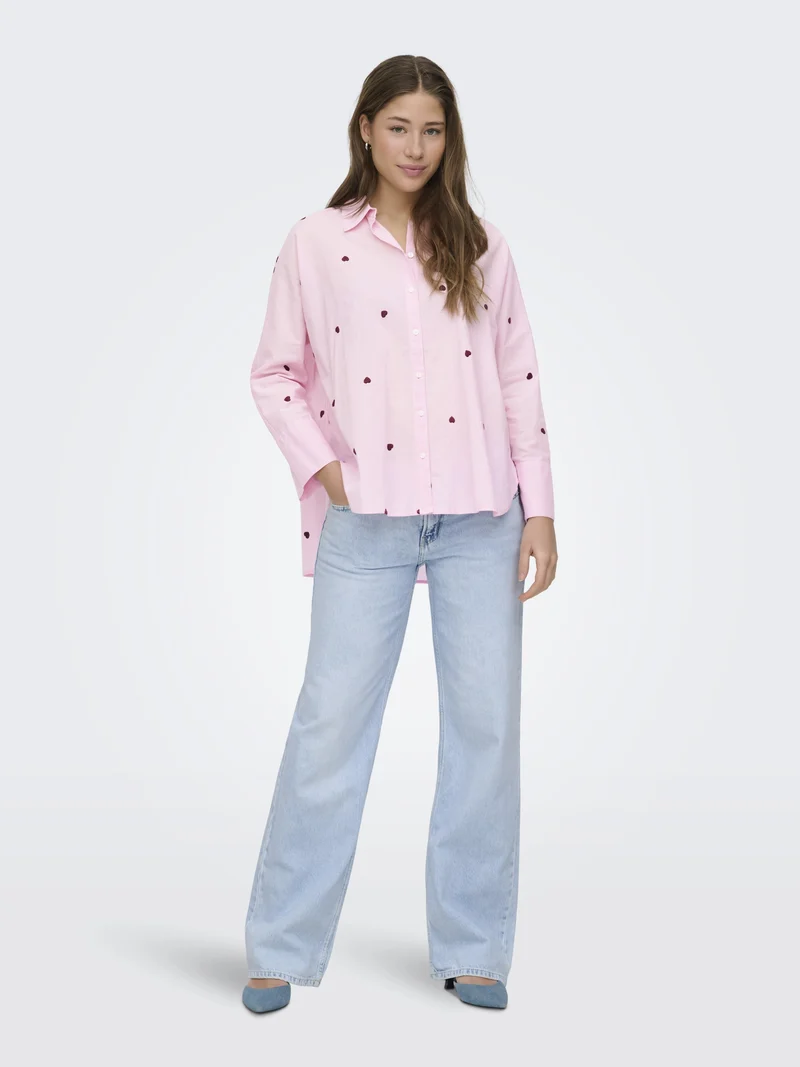 ONLNEW LINA GRACE LS EMB SHIRT NOOS, Roseate Spoonbill/BORDEAUX HEART